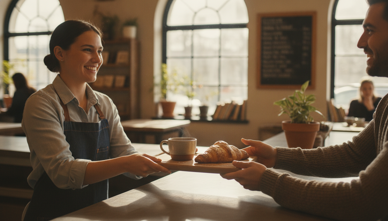 A coffee and pastry offered together as a pairing